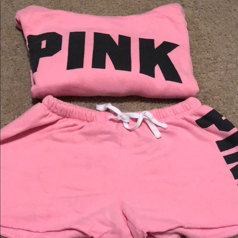 Victoria secret pink crop hoody n shorts